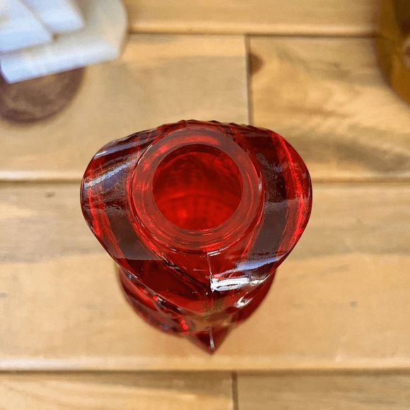 Vintage Viking Glass Ruby Red Owl Fairy Lamp 7 Inch 2-Piece "Owl Glimmer" - Picture 4 of 5